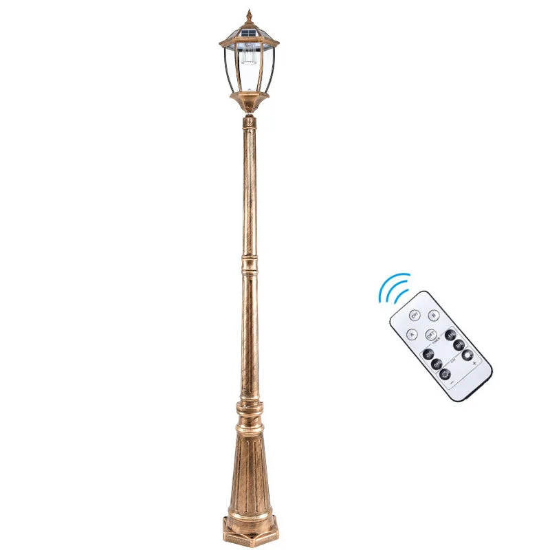 European Waterproof Outdoor Solar Street Lamp Garden Pathway High Pole LED Light Villa Yard Walkway Landscape Lighting