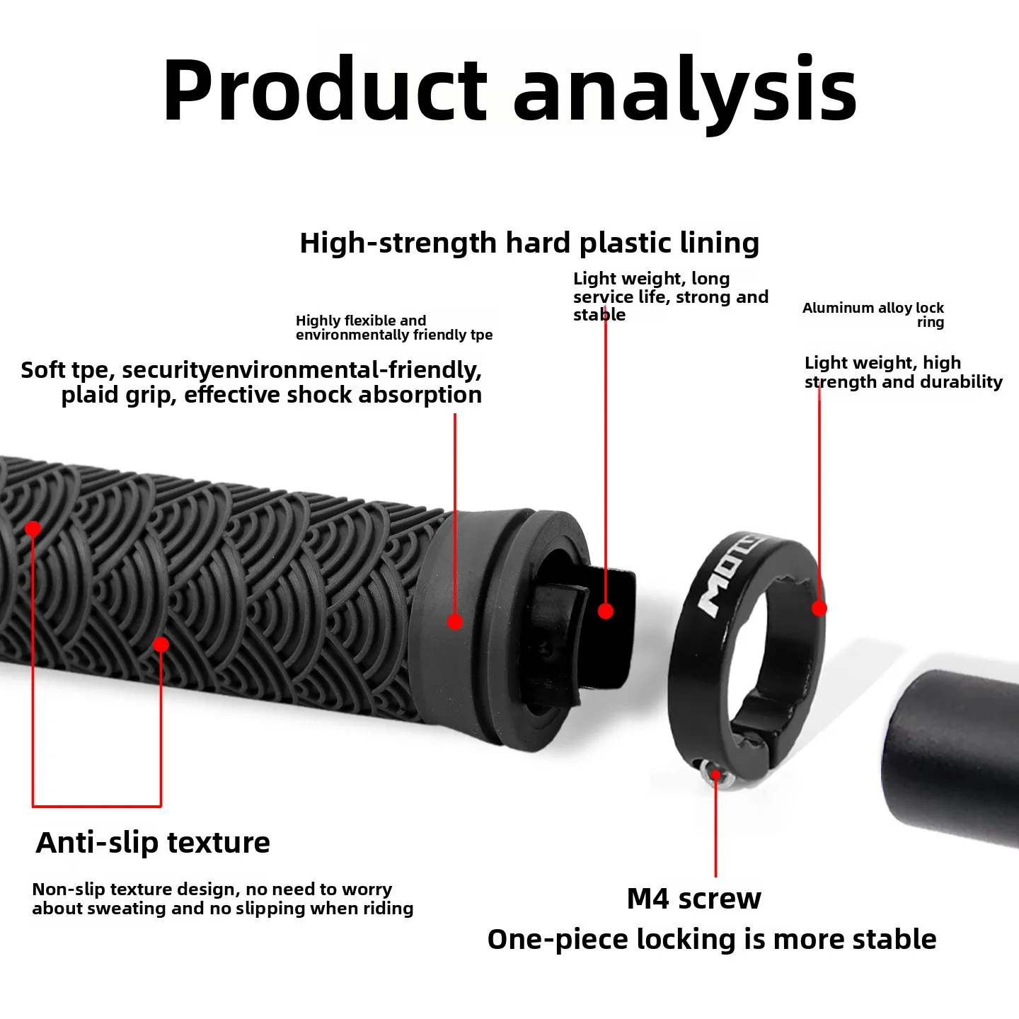 Bike Handlebar Grips Single Lock on Bicycle Handle Bar for BMX Mountain MTB  Scooter Folding Bike Soft Non-Slip-Rubber Hand Grip