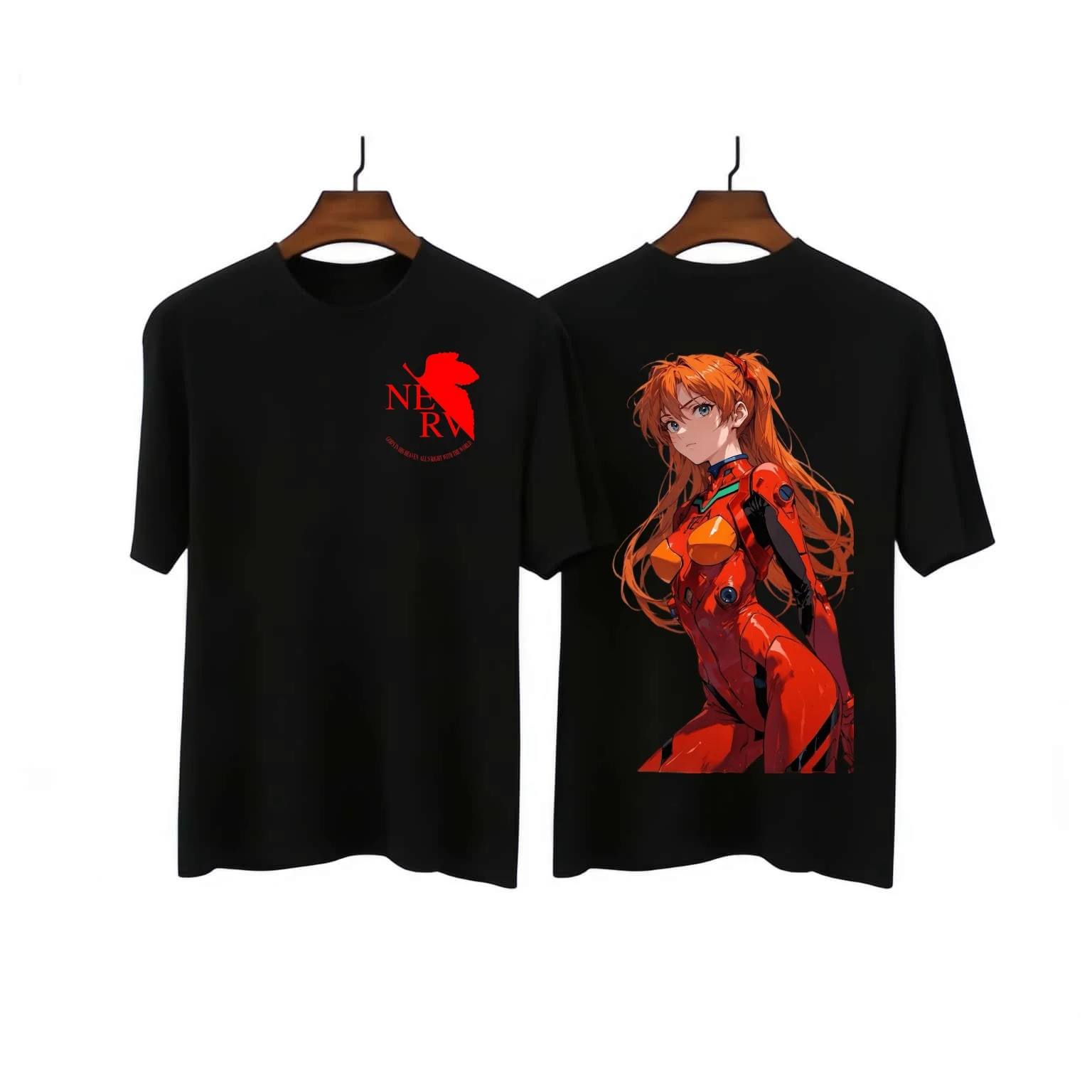 Retro Neon Genesis Evangelion Anime Asuka Bedrucktes T-Shirt Herren- und Damen-T-Shirt Herren-Top-Sport-T-Shirt 2026 Sommer Neues T-Shirt
