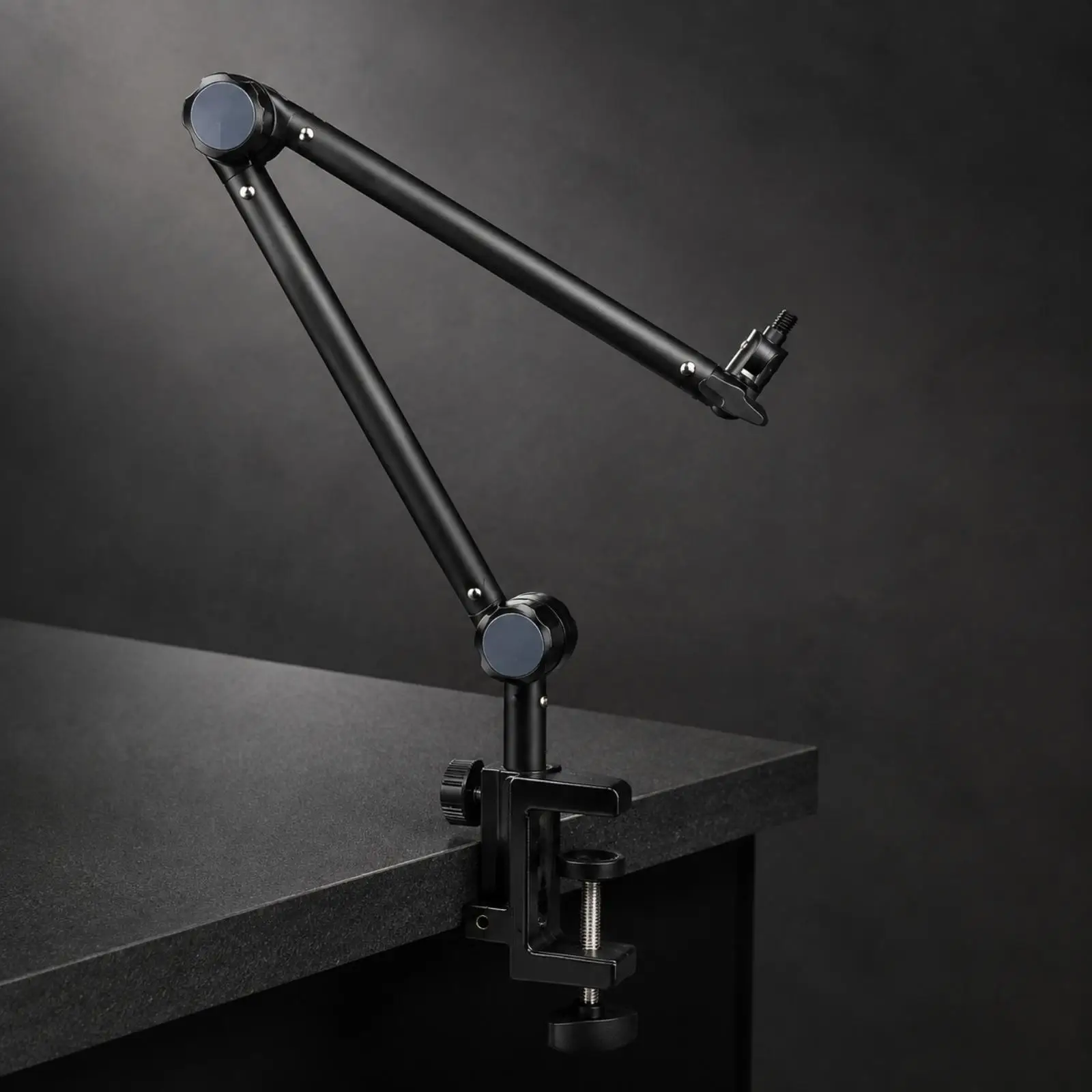 Heavy Duty Microphone Arm Desk Stand Articulated Boom with Phone Holder for Broadcast Podcast Online Meeting