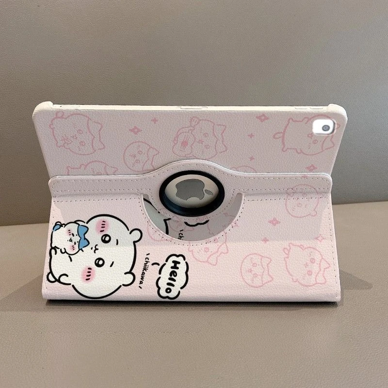 

Для планшета iPad 11th A16 Air7 M3 11 дюймов с рисунком Chiikawa 2024 Pro Air6 Air5 10,9 дюйма 10 9 8 10,2 360 ° Вращающийся корпус