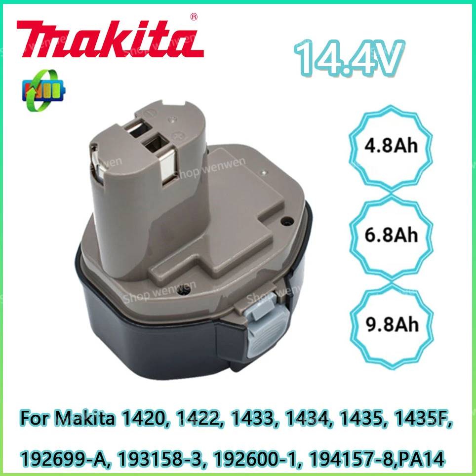 

Makita NI-MH Power Tool Battery 100%Original 14.4V 4800mAh 6800mAh 9800mAh for Makita PA14 1422 1420 192600-1 6281D 6280D