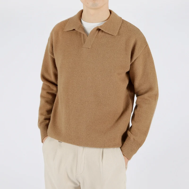 

Высококачественный легкий трендовый пуловер для зрелых людей, универсальный свитер, ленивый стиль, ретро, американский вязаный свитер с отложным воротником и длинными рукавами