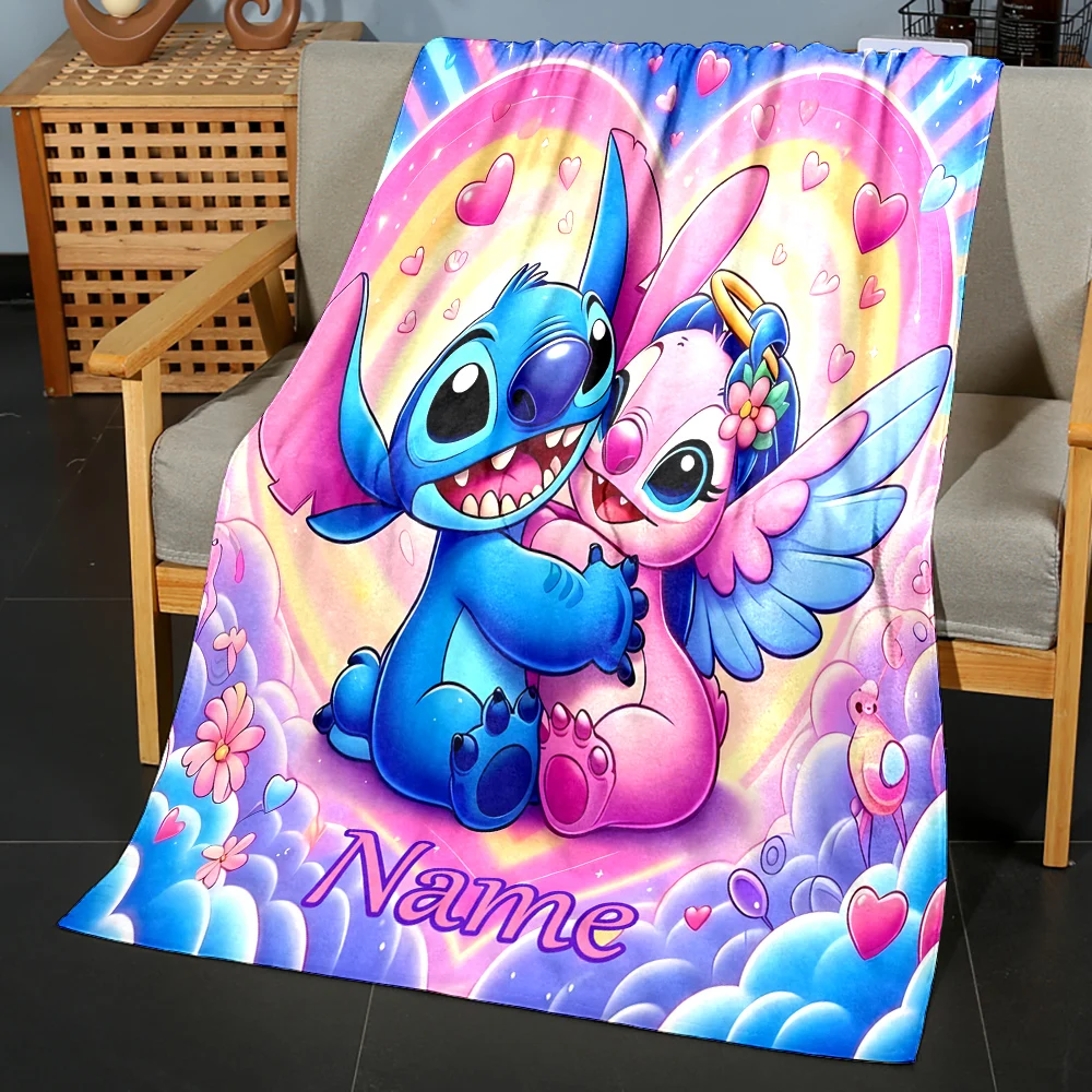 Custom Name Personalized Blanket Disney Stitch Printed Blanket for Sofa Bed Cover Blanket Suitable for Birthday Christmas Gifts