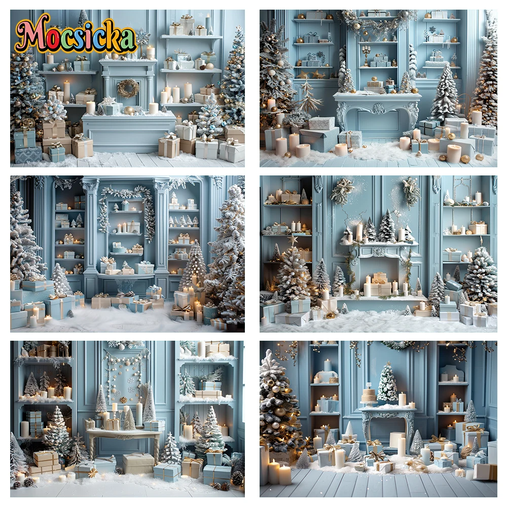 Mocsicka Winter Christmas Photography Background Gorgeous Xmas Tree Decoration Holiday Party Kids Family Photo Backdrops Studio