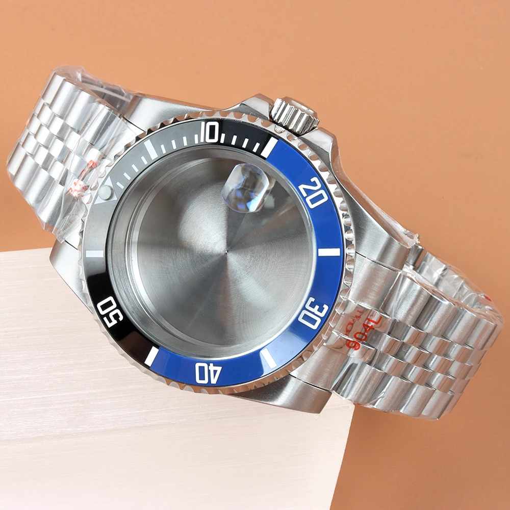 

40mm NH35 Watch Case Solid Jubilee Bracelet 316L Stainless Steel For NH35 NH34 NH36 NH38 Movement Sapphire Glass Submariner Case