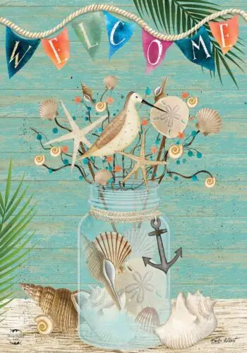 12.5 x 18 Coastal Mason Jar Garden Flag ZZO EEZ