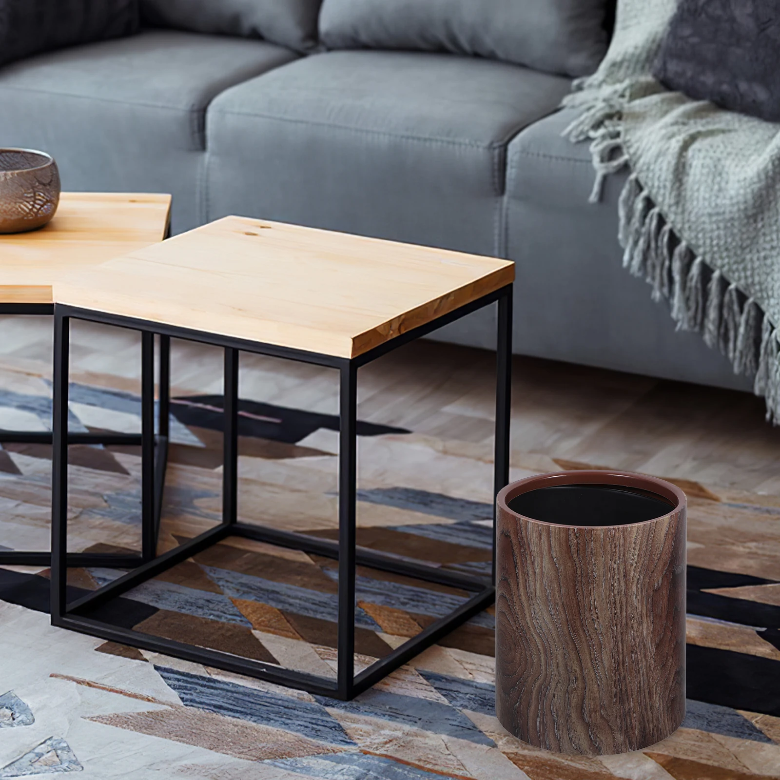 

Vintage Style Large Capacity Trash Can Bathroom Bedroom Home Office Garbage Bin Plastic Waste Container No Lid Round Trash Bin