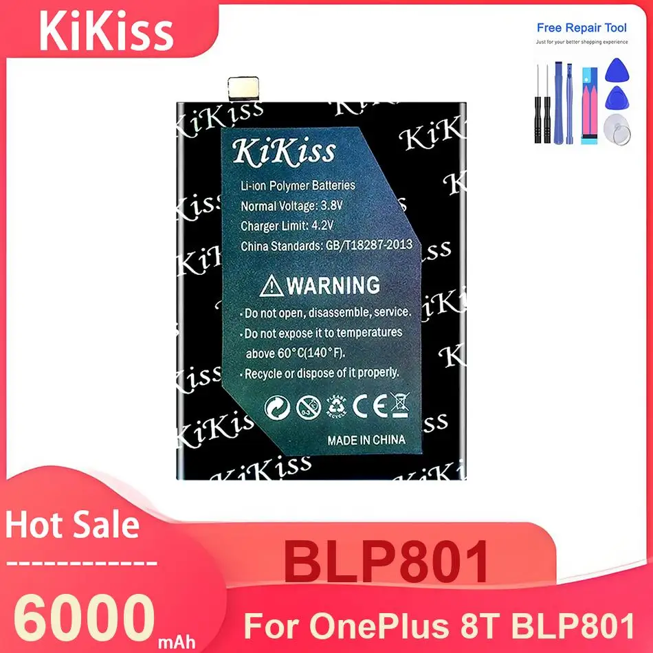 

Аккумулятор для мобильного телефона KiKiss для OnePlus 8T, BLP801, 6000 мАч