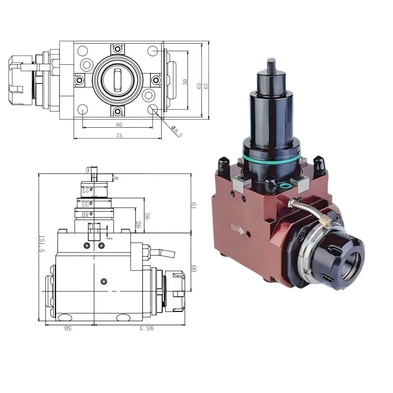 Turn-milling compound power tool holder BMT45 BMT55 BMT65 side milling power head