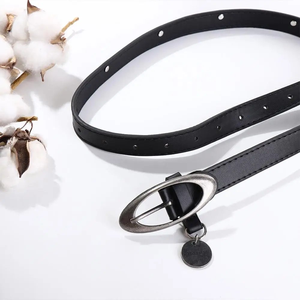 Pin Jeans Belt Metal Buckle Women Crescent Moon Korean Waist Strap Casual Belt Accessories PU leather Belt Female Waistband