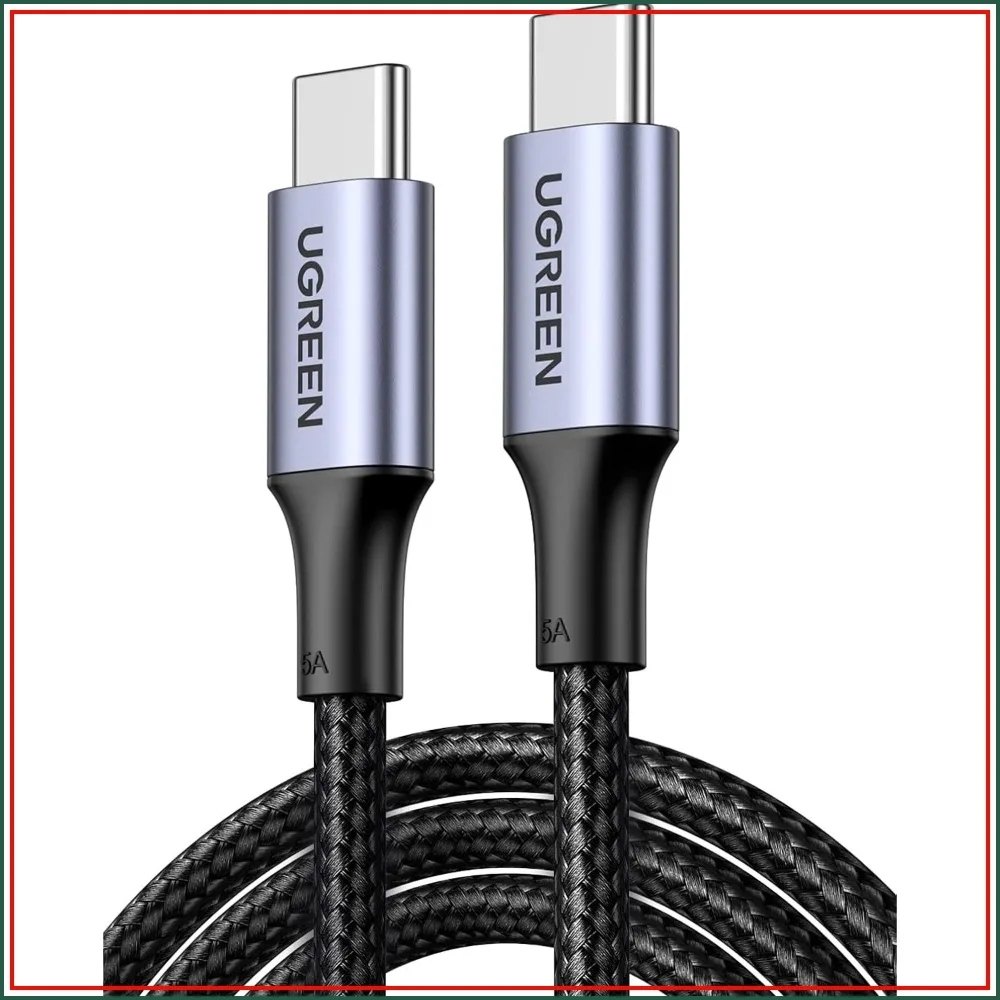 100W USB C to USB C Cable 6.6FT 2-Pack Fast Charging Braided for MacBook Pro iPad Pro Samsung Galaxy S25 S24 S23 Ultra Pixel