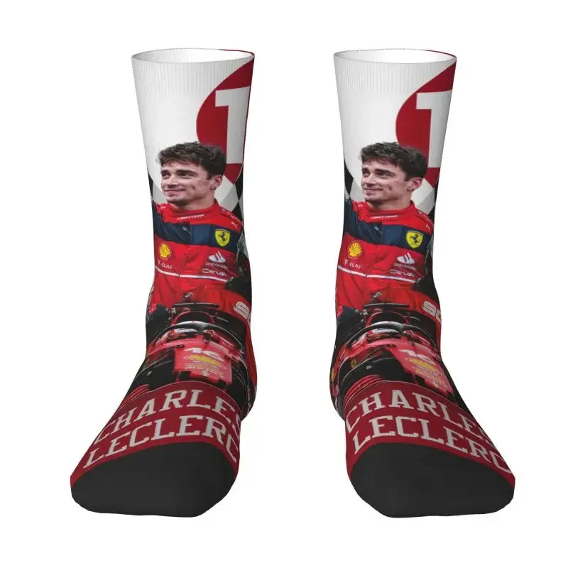 Formula One Racing Driver Leclerc Men's Crew Socks Unisex Cute Spring Summer Autumn Winter Dress Socks