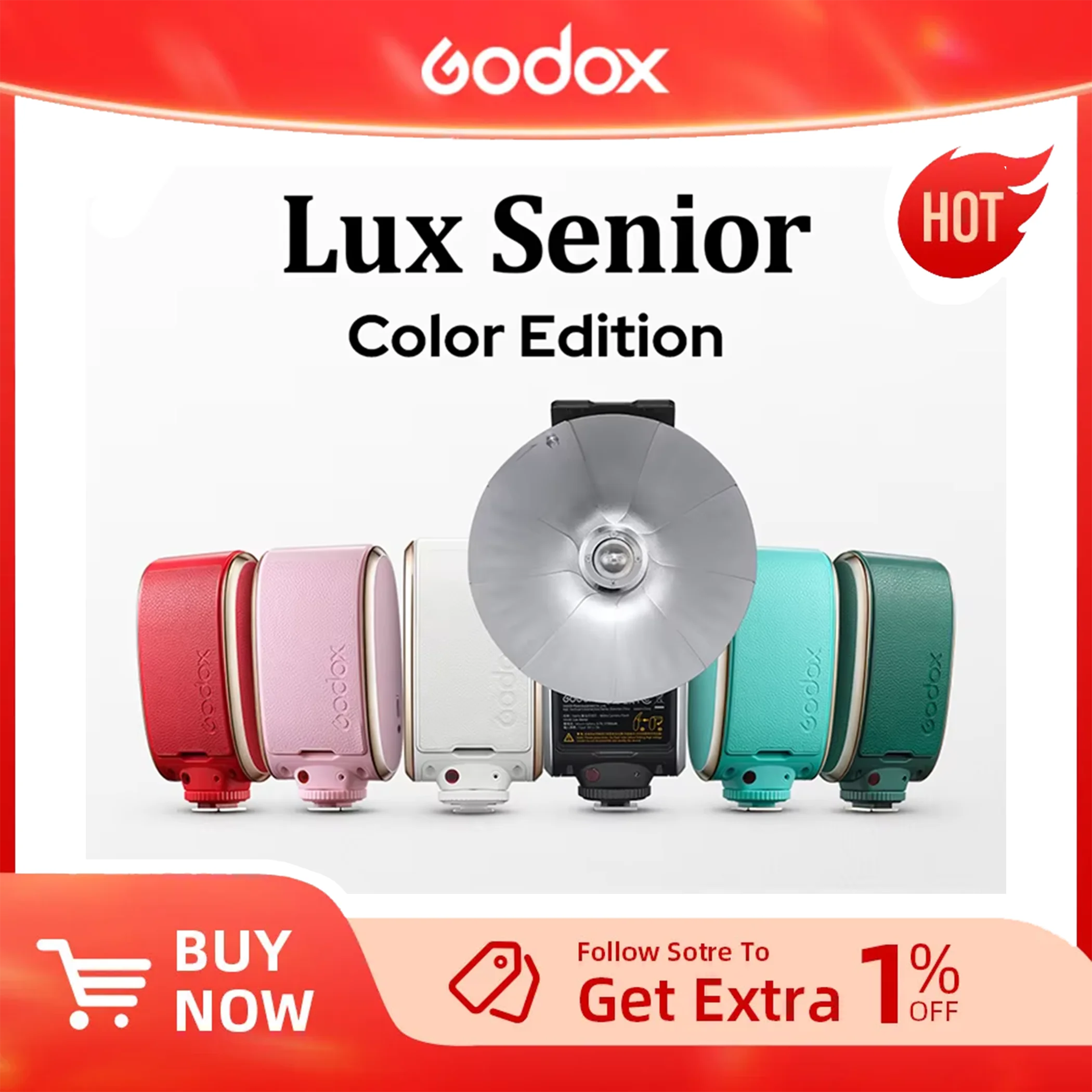 

Godox Lux Senior Retro Color Speedlite GN14 Camera Flash Light Universal for Canon Sony Nikon Fuji Olympus Photography Cameras