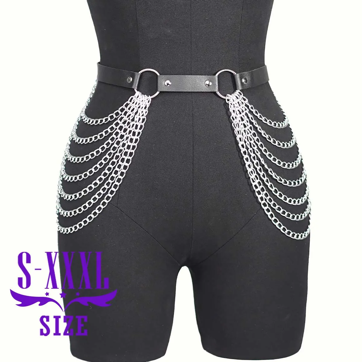 

Стильный женский кожаный пояс-цепочка с многослойным дизайном и бахромой, регулируемый размер на талии, шик в стиле Y2K, идеально подходит для создания образа.