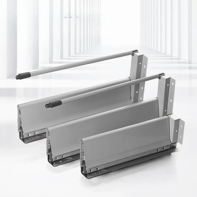10“- 22“ Light Grey Full Extention Double Wall Self Soft Close Drawer Slide Runner Rail Kitchen Bath Furniture Cabinet