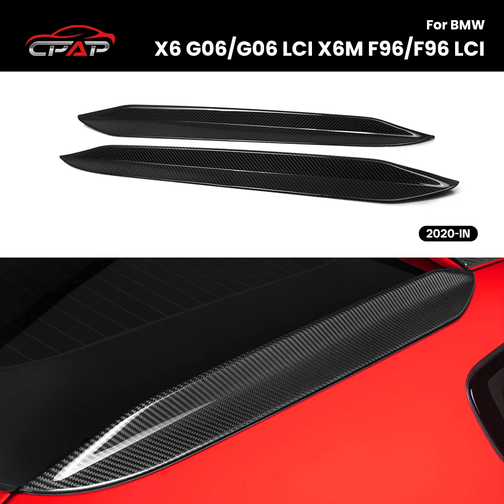 Real Dry Carbon Fiber Rear Window Inserts Trim Glass Side Wing For BMW X6 G06/G60 LCI X6M F96/F96 LCI MP Style 2020-IN