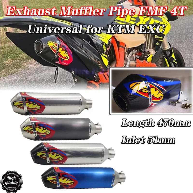 

Length 470mm Inlet 51mm Motorcycle Exhaust Muffler Pipe FMF 4T Escape Moto Dirt Bike Scooter Motocross Universal for KTM EXC Etc