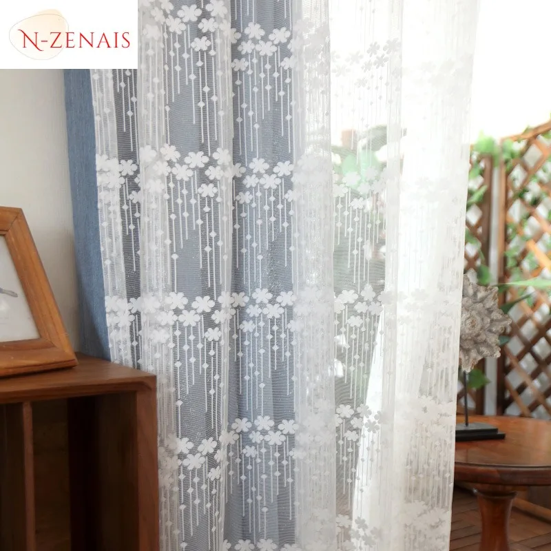 

Custom Size！！European Embroidered Lace Warp Knitted White Fashion Curtains for Living Room Bedroom Dining Decor Classic Window