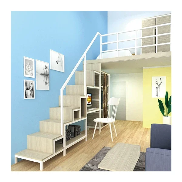 New Design Modern Metal Dormitory Bedroom Wrought Iron Loft Bed with Iron Frame Bed with Stairs