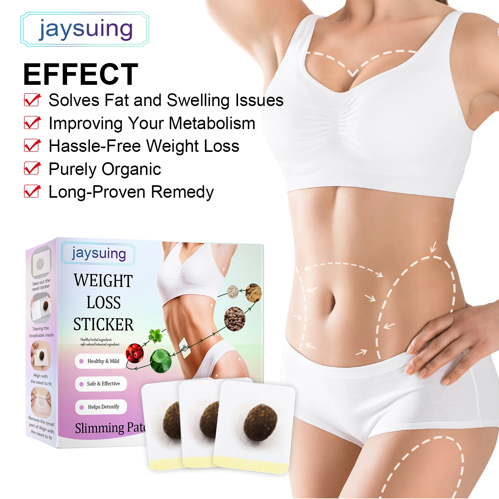 Body shaping abdominal patch, gentle body patch, natural shaping, light care of waist and arms, comfortable belly button patch