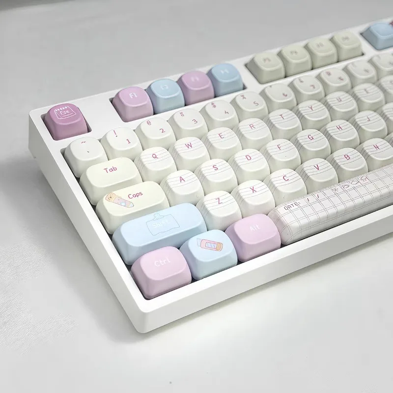 Pink and blue stationery keycaps MOA thermal sublimation 131 key position small complete set mechanical keyboard customization