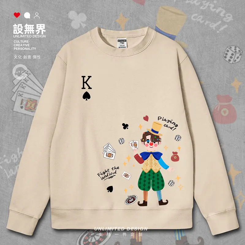 Playing Card Spades K Happy Landlord Fun Dice Chips mens hoodies hoodie white long sleeve Sportswear new autumn winter clothes