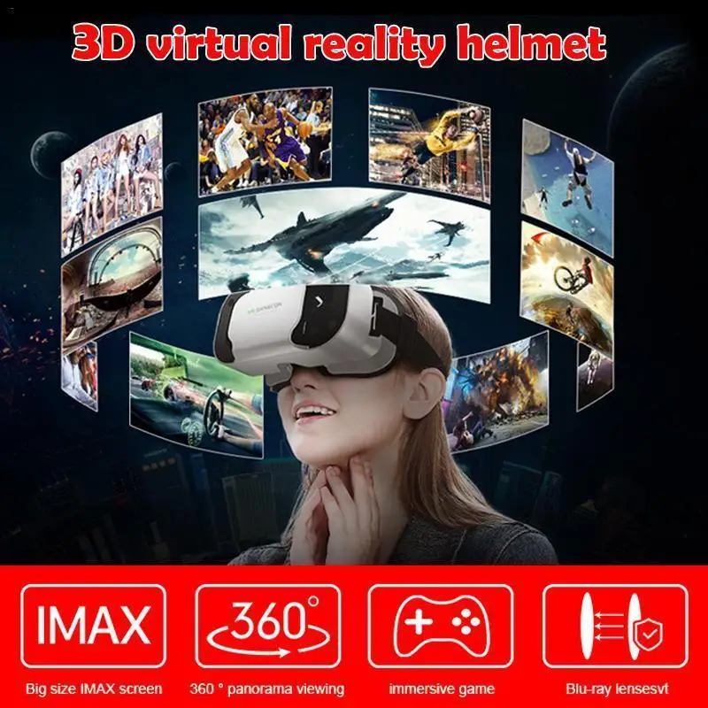 VR SHINECON VR Glasses Universal Virtual Reality Glasses for Mobile Games 360 HD Movies Compatible with 4.7-6.53\'\' Smartphone