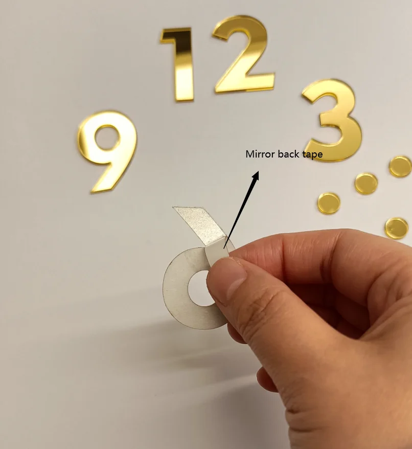 Mirrored self adhesive Acrylic Numbers (Numerals) with Round Dots for a Wall Clock