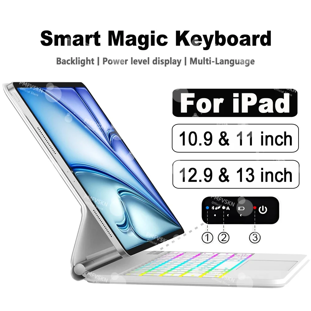 

Волшебная клавиатура с подсветкой для iPad 11th A16 2025 10th Gen 10.9 Air 11 13 M2 M3 Air 5 4 Магнитный чехол для iPad Pro 11 12.9 13 M2 M4