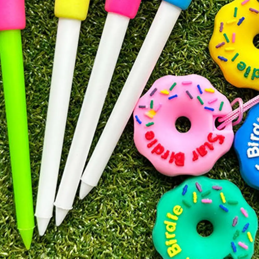 Cartoon Anti Lost Golf Tee Hanger Plastic Donut Design Golf Tee Ring with Strap Golf Tee Holder for Men Women Golfers