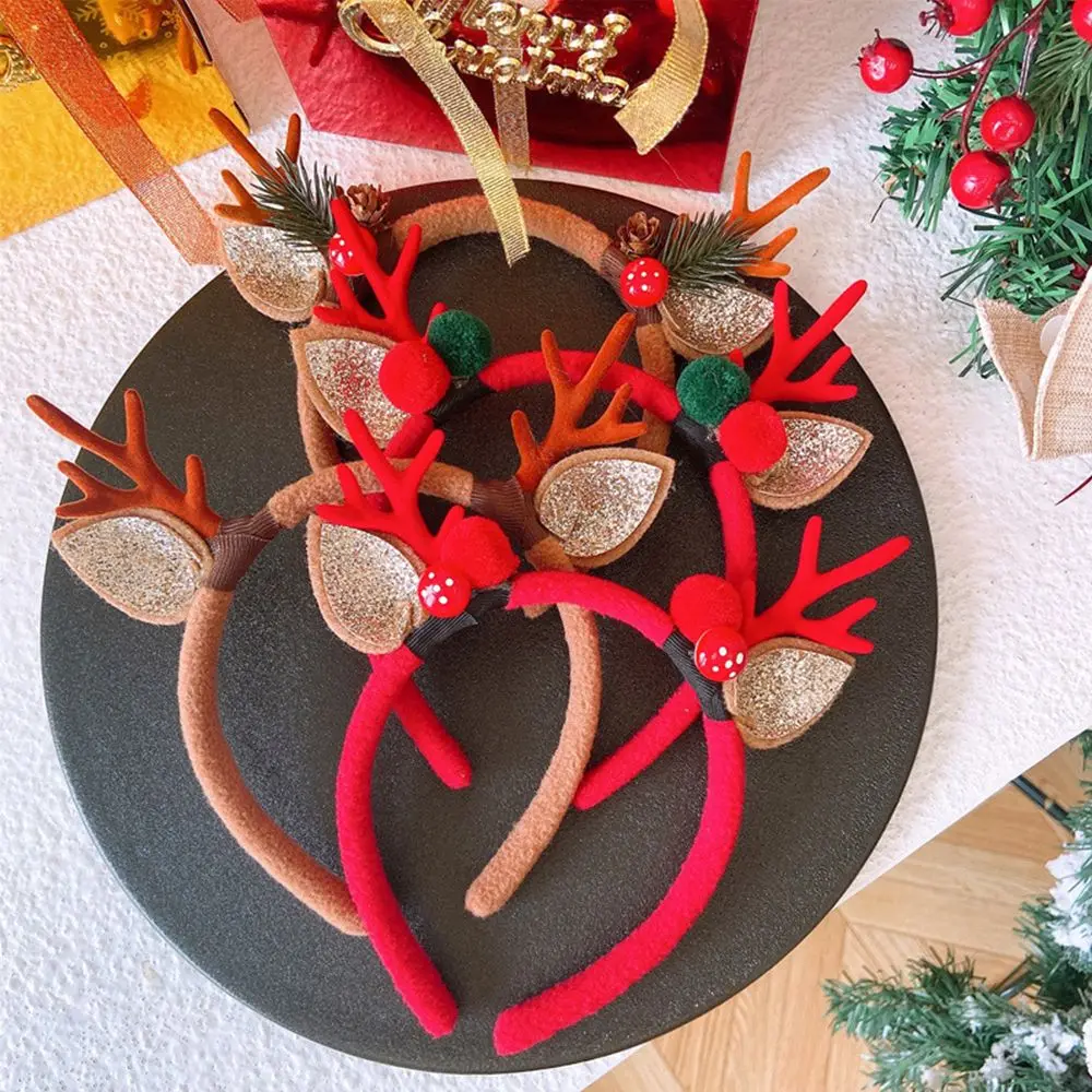 Children Christmas Decorations Party Cosplay Christmas Headbands Hair Accessories Pinecone Headband Antlers Hair Hoop