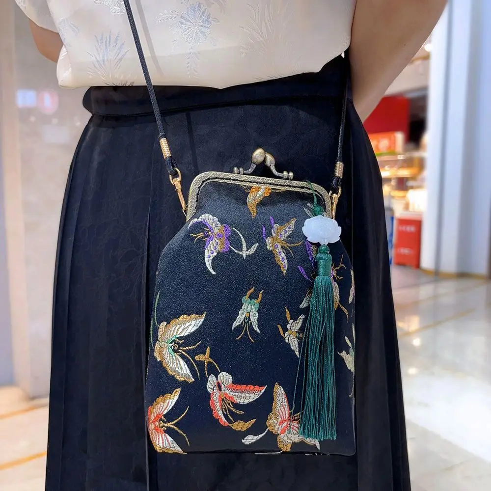 

New Chinese Sle Gold Embroidered Phone Bag Crossbody Fairy Bag Ancient Wind Face Skirt Qipao Bag