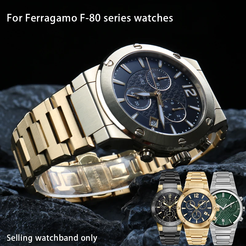 Men's Metal Strap for Ferragamo F-80 Watch SFUO00221 Series Dedicated High-quality Precision Steel watch Chain Steel Watch Band