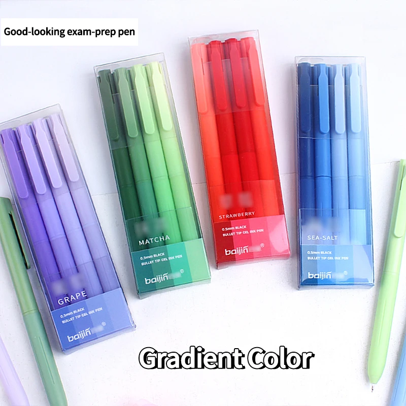 

НОВИНКА: Набор из 4 цветных градиентных шариковых ручек с нажимным механизмом, 0,5 мм, черные, для дневников, творчества, DIY, студенческих принадлежностей, канцтоваров