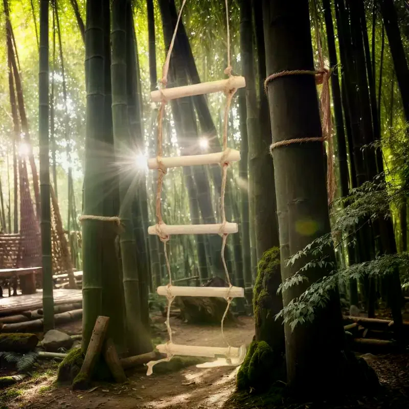 1개 인형 집 정원 장식 소품, 미니어처 나무 삼베 로프 걸이 사다리 애완동물 모델 장난감.