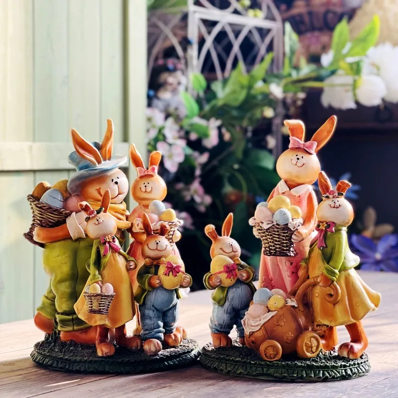Egg-holding Sculpture Abstract Art Crafts Family of Four Room Bookcase Decoration