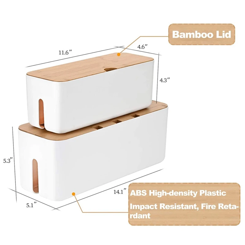 Cable Management Box Organizer For Cords, Computer USB-Hub, TV To Cover And Conceal Power Strips, Etc