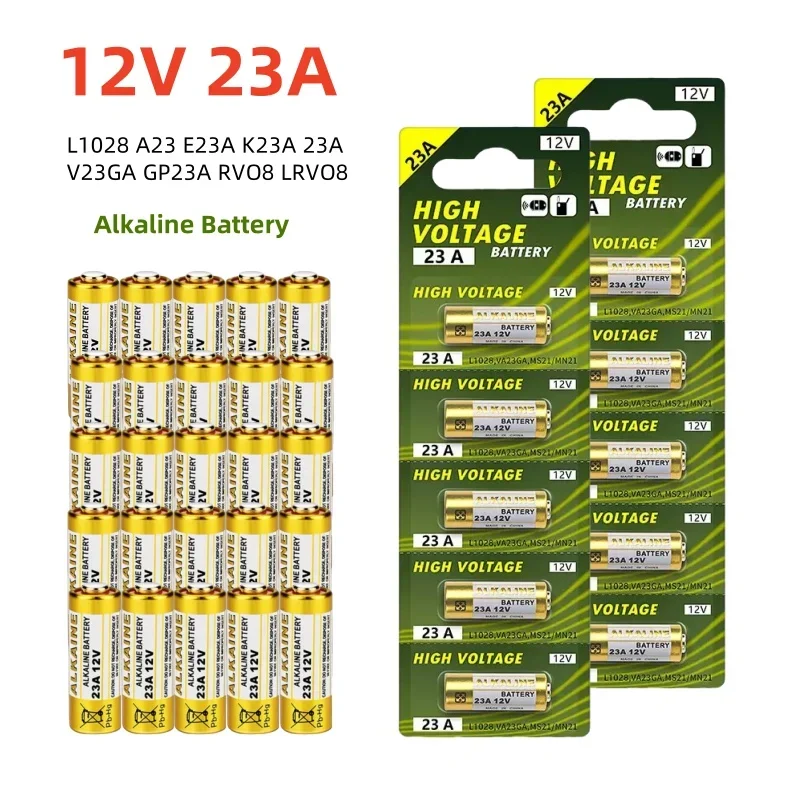 

12V 23A Battery 23GA A23S E23A EL12 MN21 V23GA GP23A LRV08 For Doorbell Remote Control Electric Toy A23 Alkaline Battery Pack