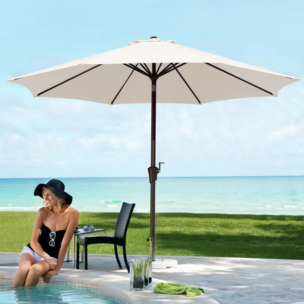 

10-футовые зонты для патио Olefin, уличный зонт с автоматическим наклоном, кривошипной системой, настольный зонт для маркировки, 8 прочных ребер, защита от ультрафиолета, выцветание