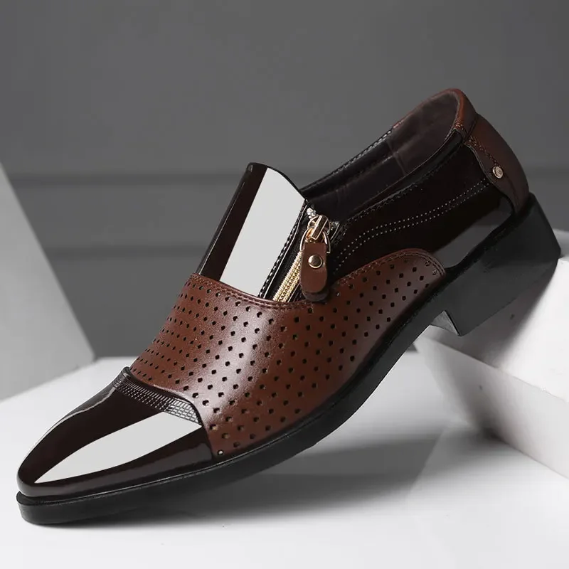 Italian Black Formal Shoes Men Loafers Wedding Dress Patent Leather Oxford Shoes for Men\'s Leather