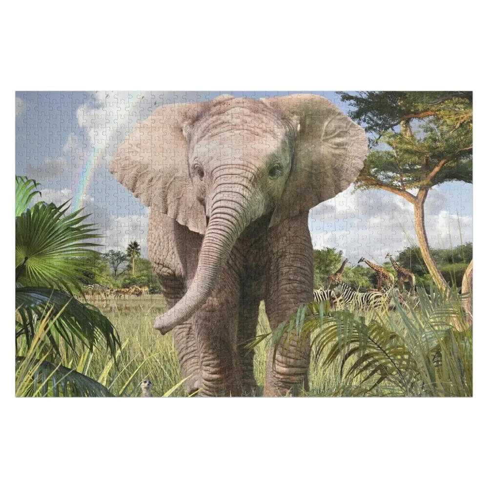 

Baby Elephant Jigsaw Puzzle Customizable Child Gift Diorama Accessories Puzzle