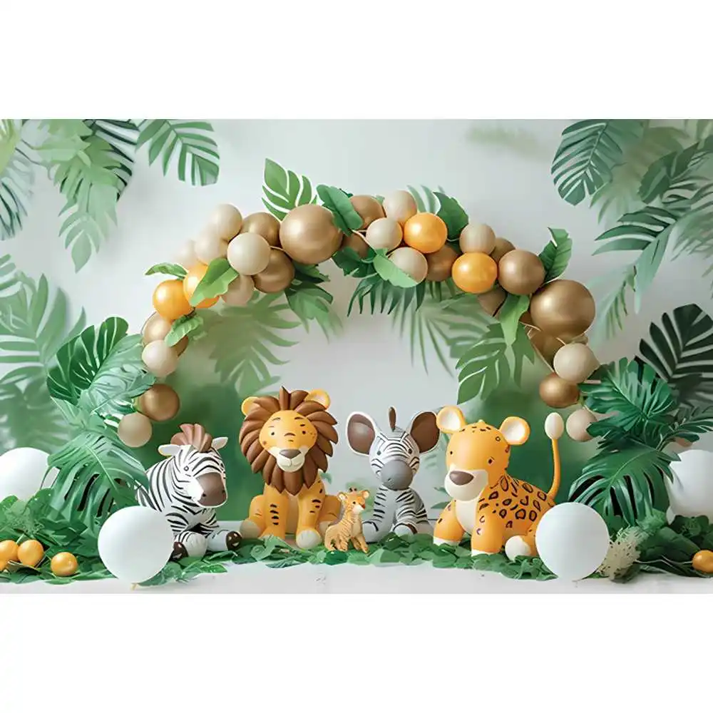 Wild One Photography Background Safari Jungle Animals Boy 1st Birthday Party Cake Smash Decoratio Backdrop For Photo Studio