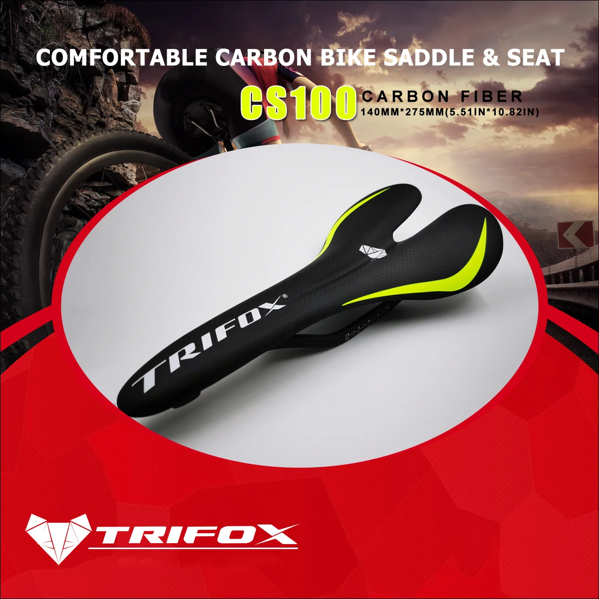 

TRIFOX MTB Road Mountain Bike Saddle Newly Designed Full Carbon Fiber Saddle Lightest and Most Comfortable Bike Saddle