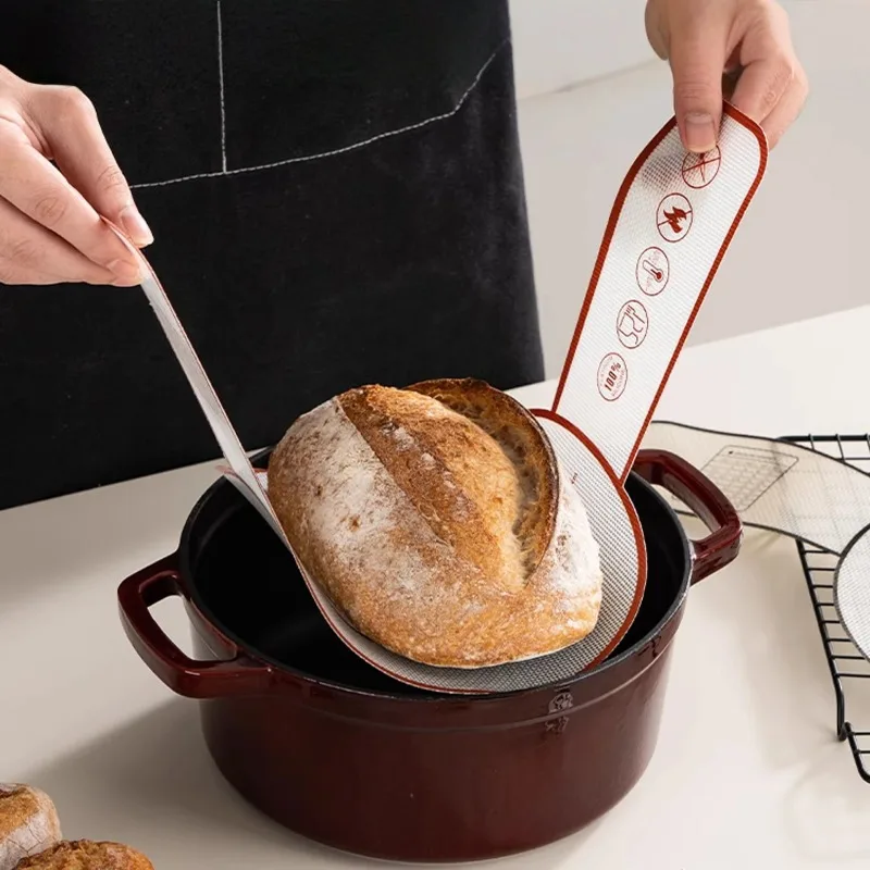 Reusable Silicone Bread Sling for Dutch Oven Baking Mat Long Handles Non-Stick Liners for Transferable Dough Pastry Supplies