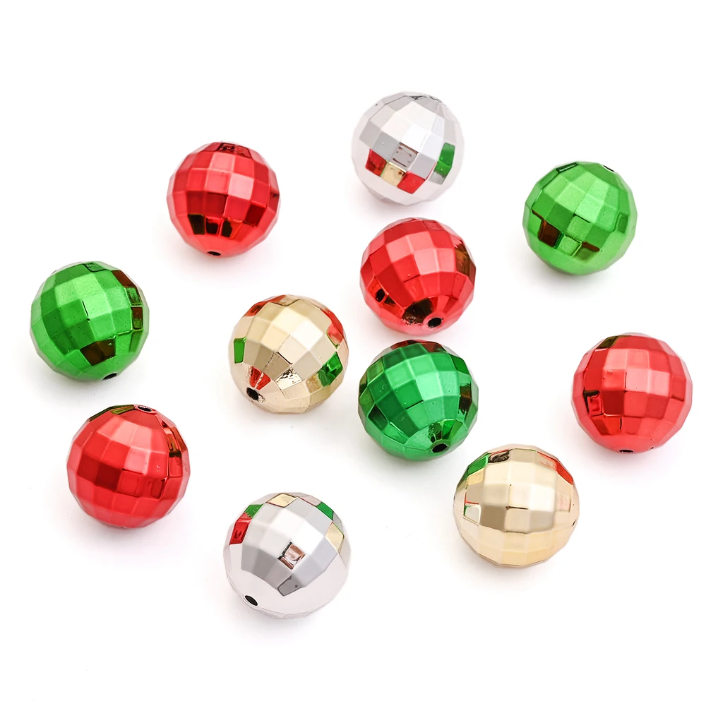 20mm 10 Stück UV-elektroplattierte facettierte Acrylperlen, runde lose Abstandsperlen für Weihnachten, für DIY-Schmuckherstellung und Bastelbedarf – Detail 5