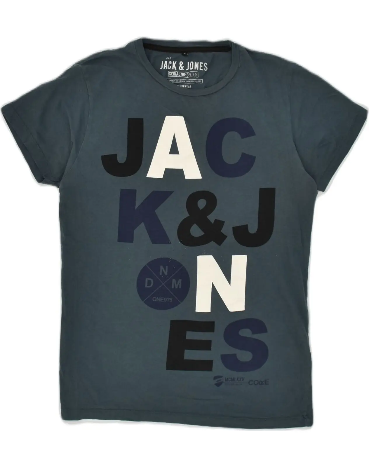 Футболка JACK & JONES Мужская с графическим принтом, маленький синий топ из хлопка, AC02