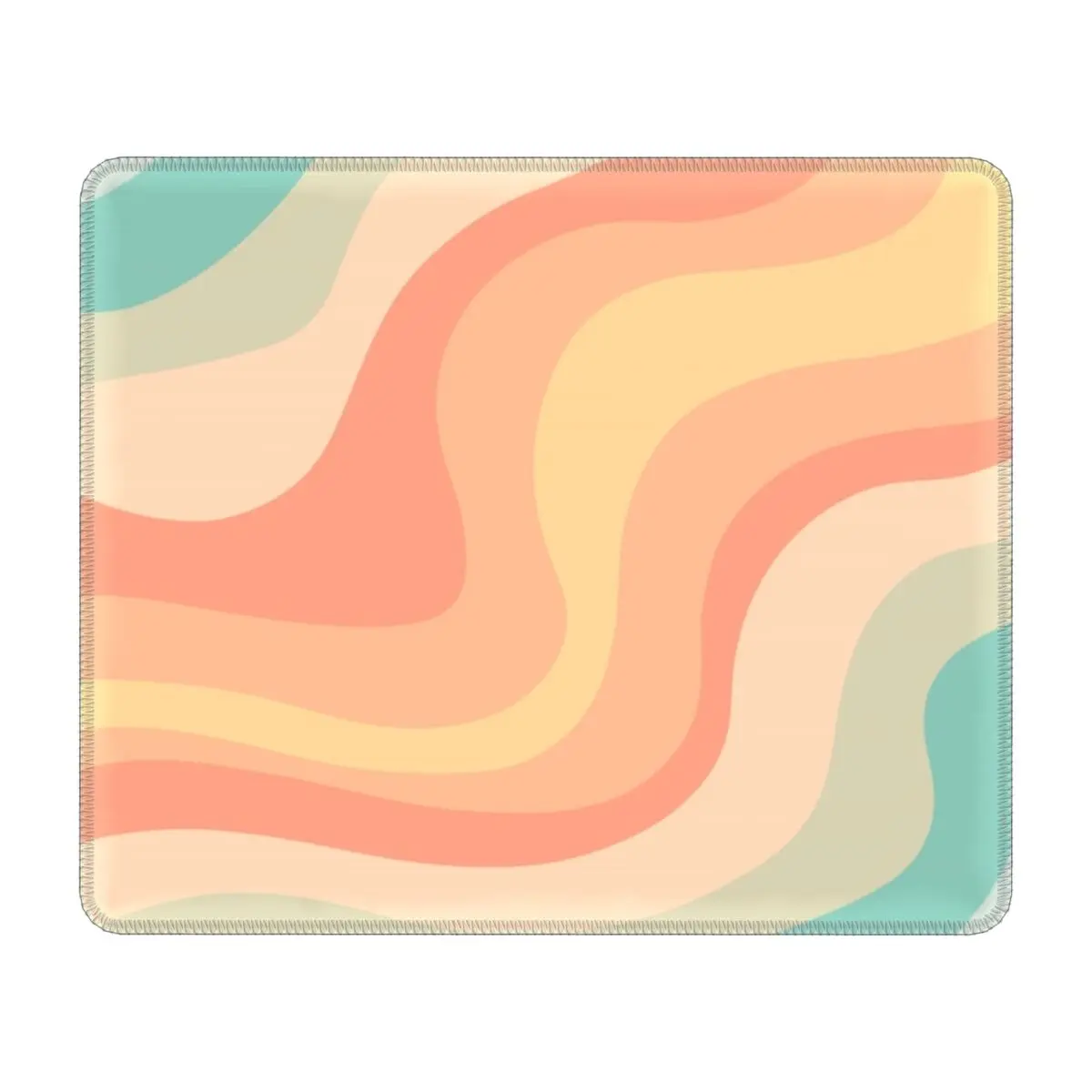 Vintage Rainbow Abstract Swirls Wavy Mouse Pad Anti-Slip Rubber Gaming Mousepad Geometric Aesthetic Office Computer PC Desk Mat