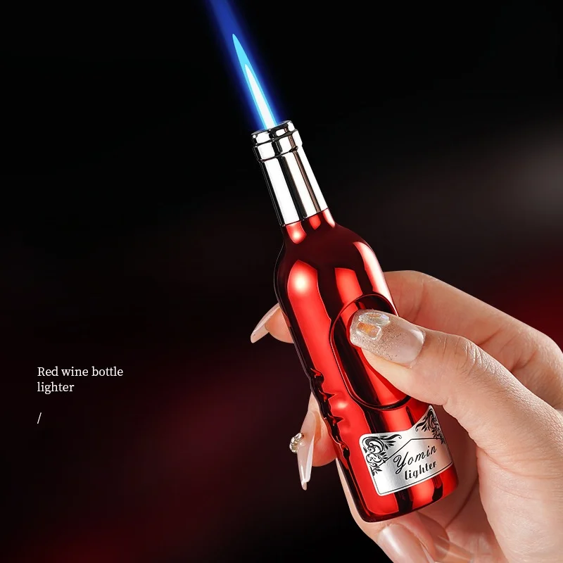 

New Mini Red Wine Bottle Design Inflatable Lighter Windproof Direct Spray Flame Fashionable Lightweight Lighter Smoking Gift