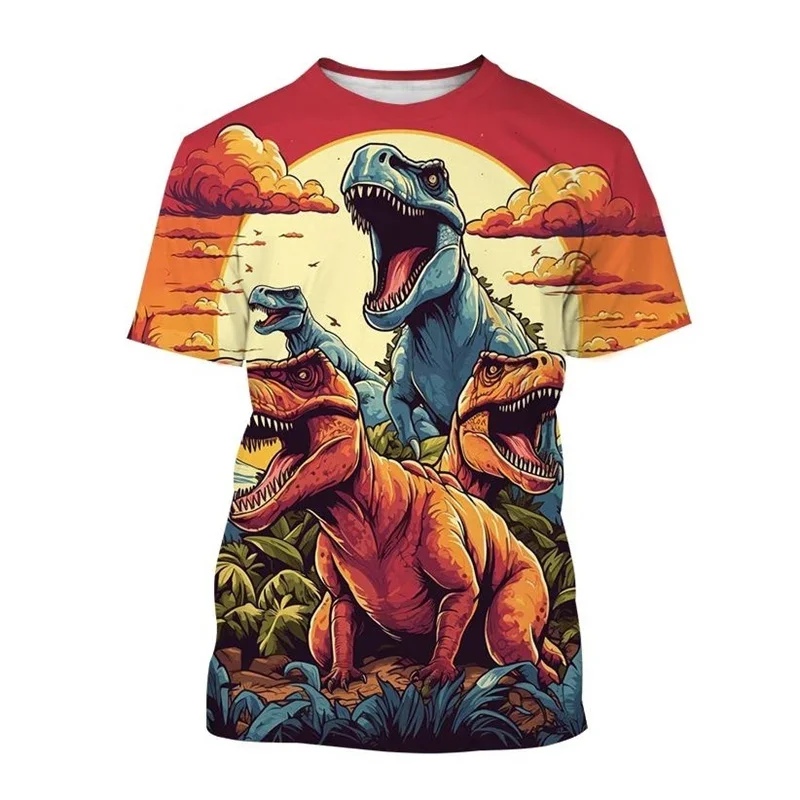 

Hot Selling Tyrannosaurus Fashion Animal Dinosaur 3D Printed T-shirt Men's Short-sleeved Round Neck T-shirt Casual Street Top